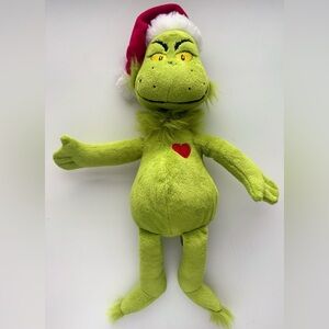 14” Dr. Seuss Grinch Plush with Red Santa Hat